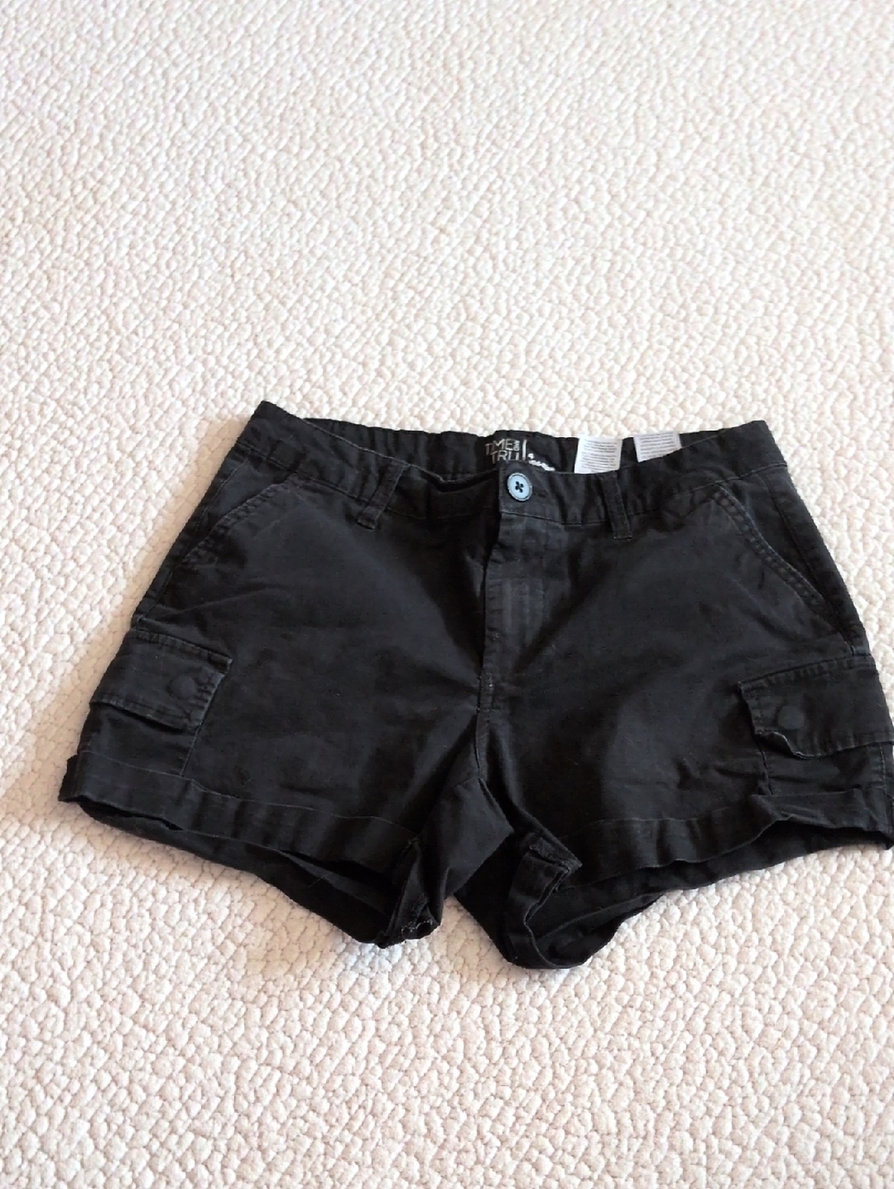 Time&Tru Cotton Blend Mid-rise Roll Tab Cargo Shorts Summer Resortwear Festival